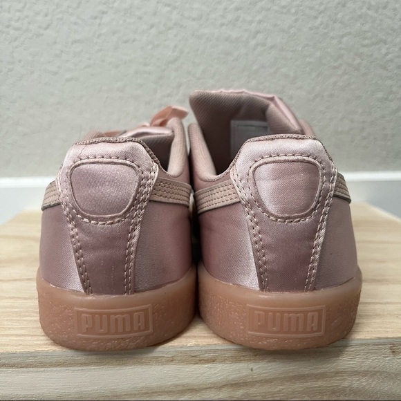 Puma Clyde Rose Pink Cameo Gold Satin Lace Up Sneakers 6 - Picture 5 of 6
